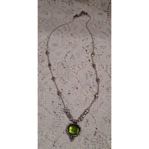 EUC Silpada Daintree Sterling Silver Necklace w/Green Stone Pendant - Picture 4 of 6